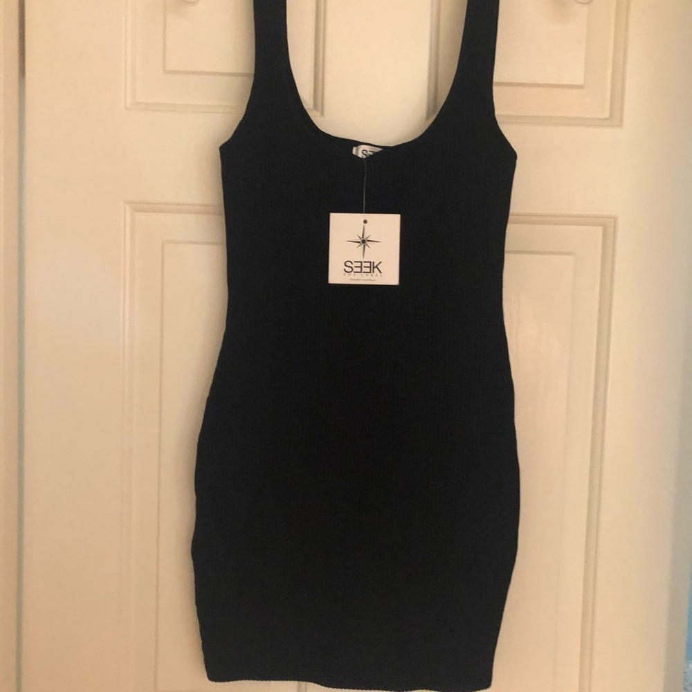 NWT LF Mini Dress Black Ribbed Stretchy Bodycon